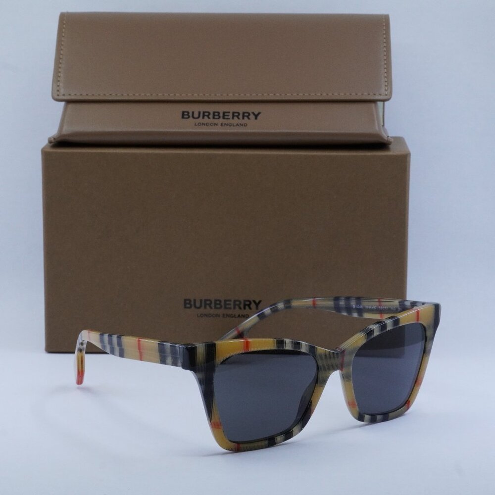 Burberry BE4346 394487 Elsa Cat Eye Sunglasses - Vintage Check/Grey - Picture 8 of 10